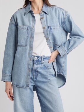 Women’s Madewell Oversize Denim Button Up Shirt/Jacket in Inverness Wash, Large